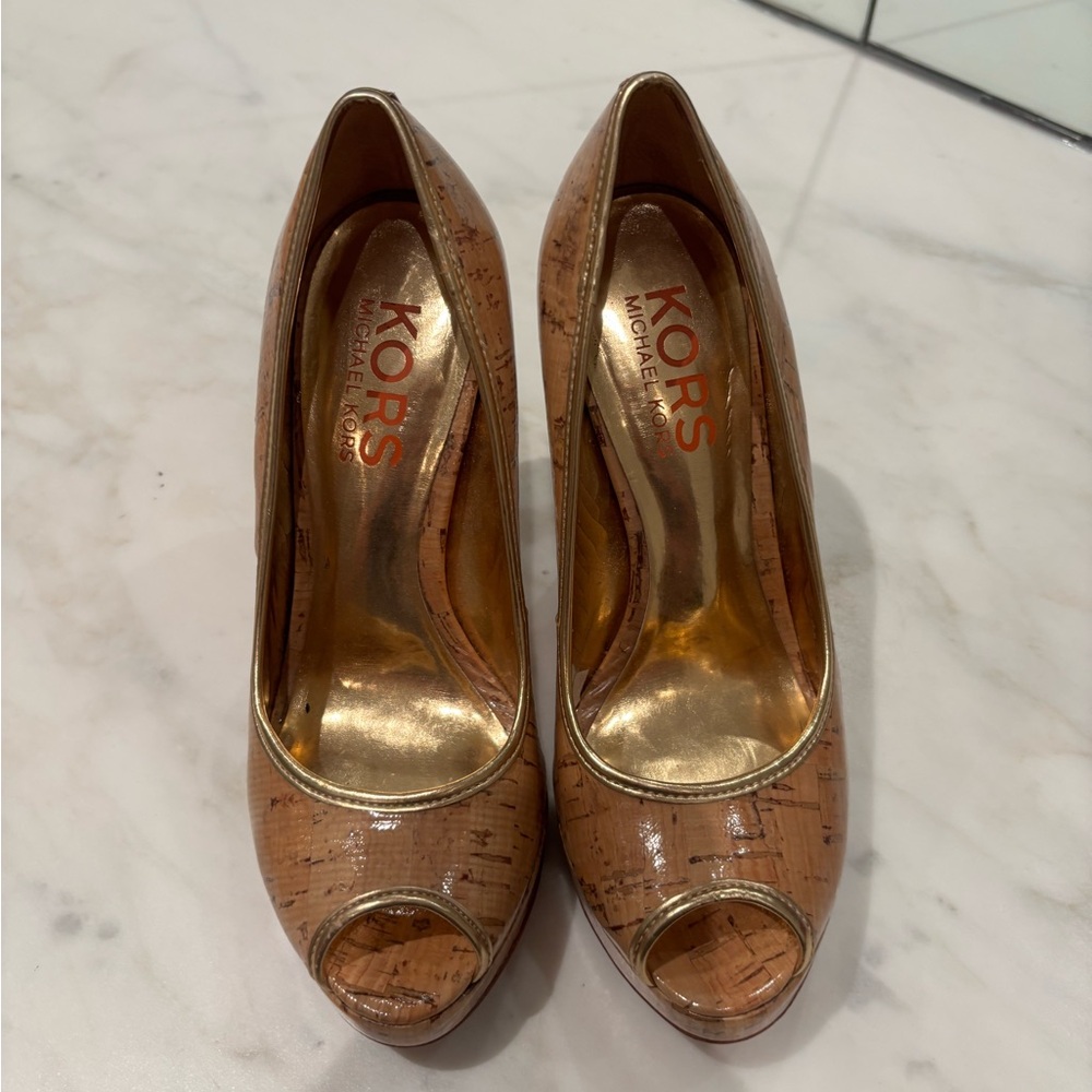 Michael Kors Tan Peep Toe Women's Shoes